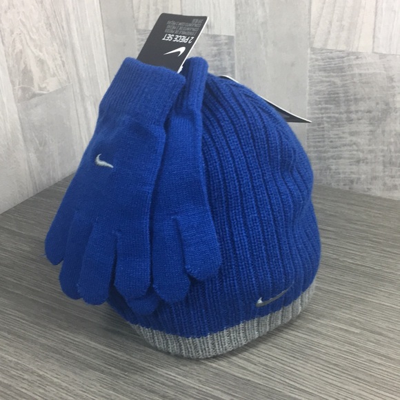 Nike Boy's Boy`s Knit Beanie & Gloves Set gym blue - Picture 2 of 8